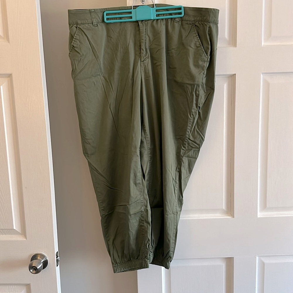 Lane Bryant olive slack joggers